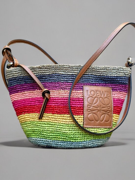 Loewe Handbags - Loewe Multicolor Rainbow Raffia Crossbody Bag